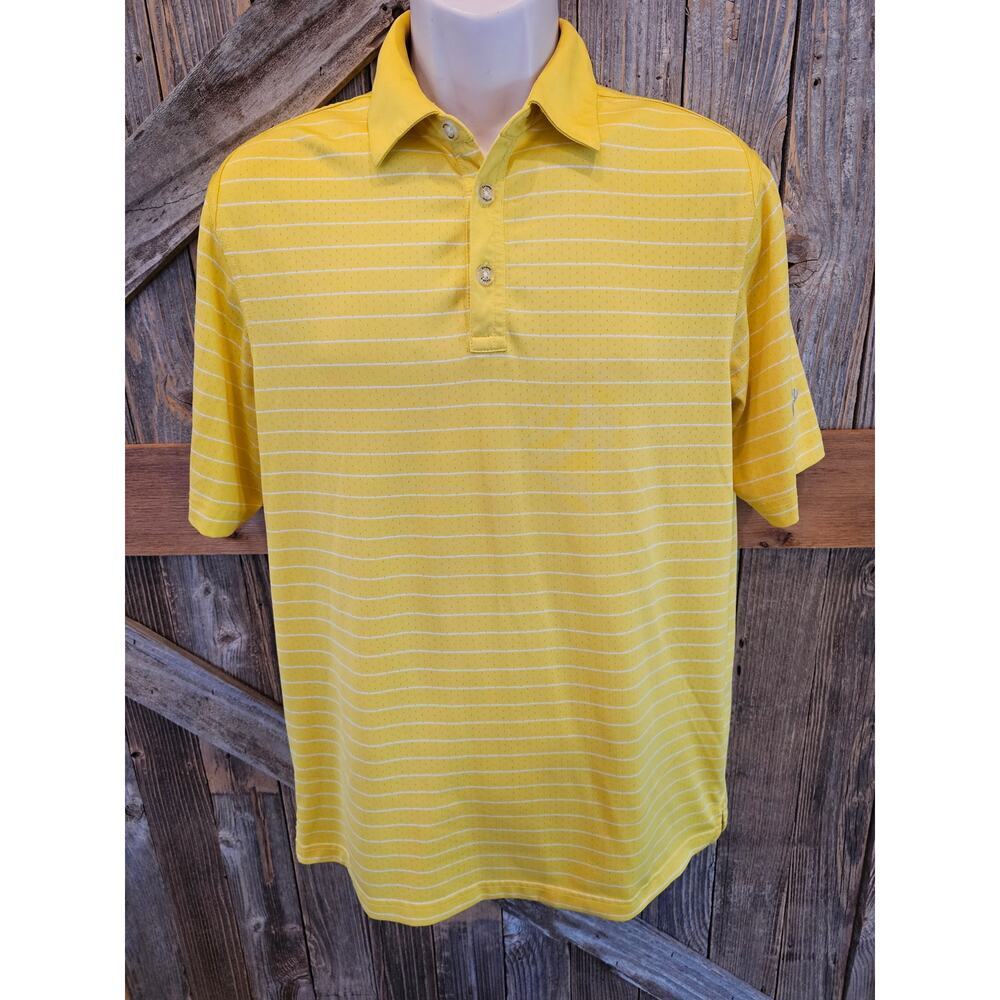 Callaway opti dri yellow perforated performance polo high visibility golf M EUC